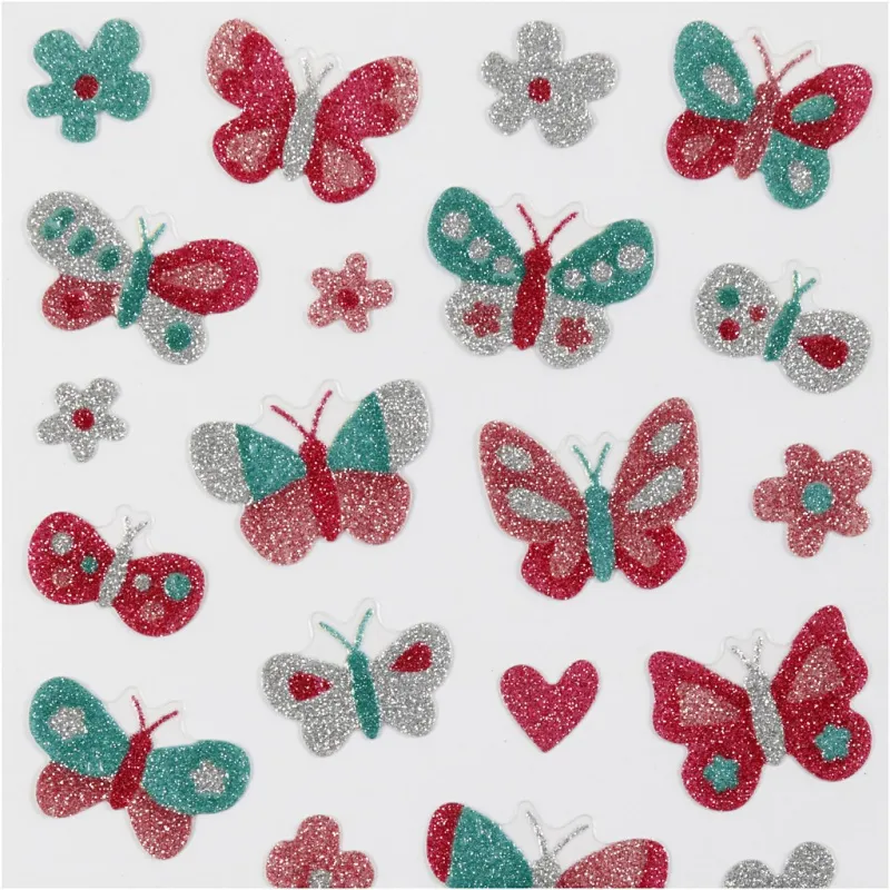 Glitzer-Sticker, Schmetterlinge, Blatt 10x16 cm, 1 Bl.