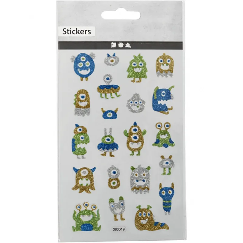 Glitzer-Sticker, Aliens, Blatt 10x16 cm, 1 Bl.
