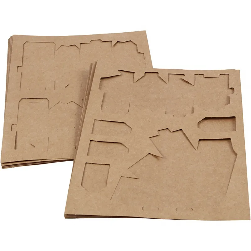 Gestanzte Häuser und Bäume aus Karton, H 5,7-10 cm cm, 1 Set