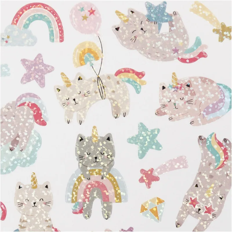 Sticker, Einhorn-Kätzchen, Blatt 15x16,5 cm, 1 Bl.