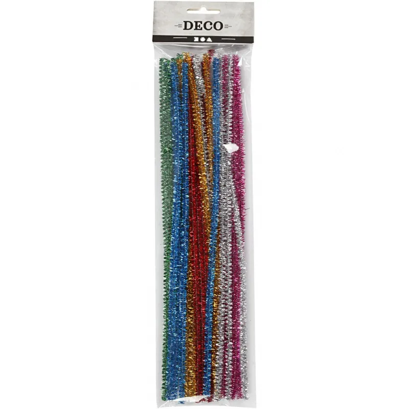 Pfeifenreiniger, L 30 cm, Dicke 6 mm, Glitter, Kräftige Farben, 24 sort./ 1 Pck