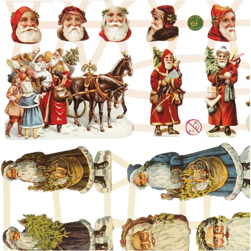 Vintage-Glanzbilder, Nikolaus, Blatt 16,5x23,5 cm, 2 Bl./ 1 Pck