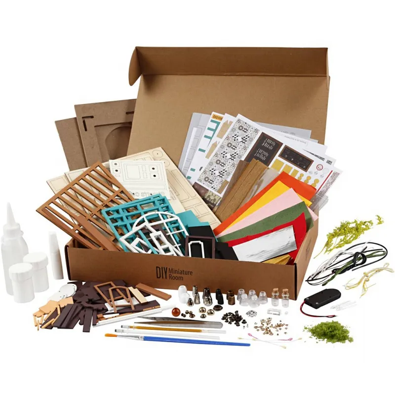 DIY-Miniatur-Zimmer, Kaffeestube, H 19 cm, L 22,6 cm, B 19,4 cm, 1 Stk
