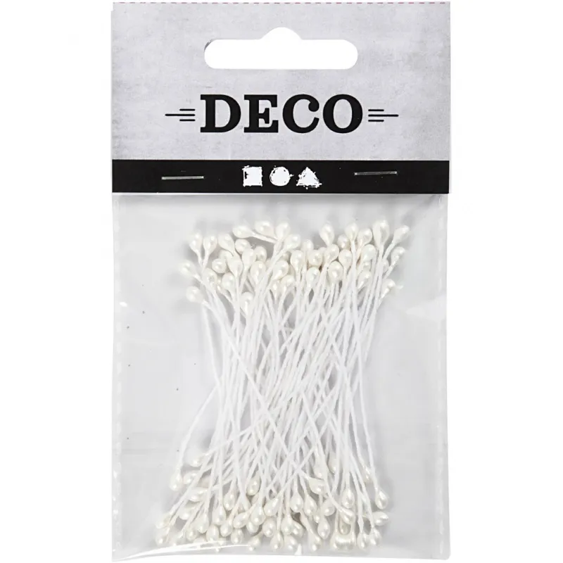Blütenstaubblätter, L 6,4 cm, D 2 mm, Perlmuttweiß, 100 Stk/ 1 Pck