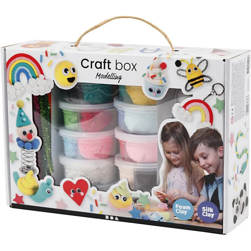 Geschenkbox mit Foam Clay® und Silk Clay®, Modellieren, Sortierte Farben, 1 Set
