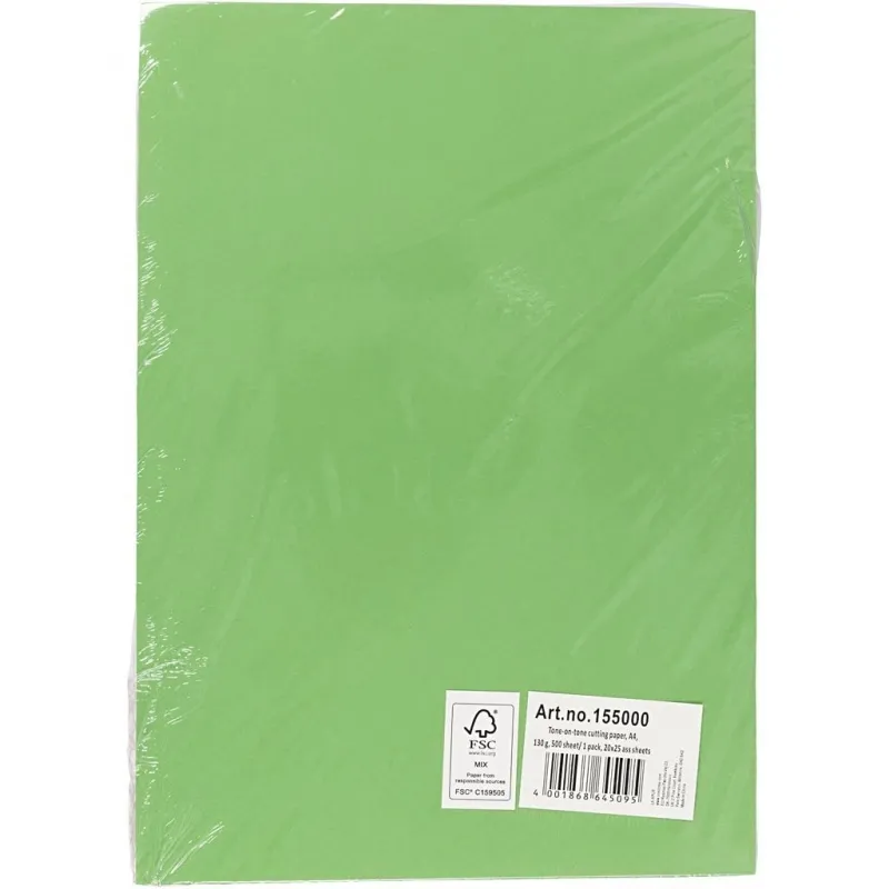 Papier zum Ausschneiden - Farben Ton in Ton, A4, 130 g, 20x25 Bl. sort., 500 Bl./ 1 Pck