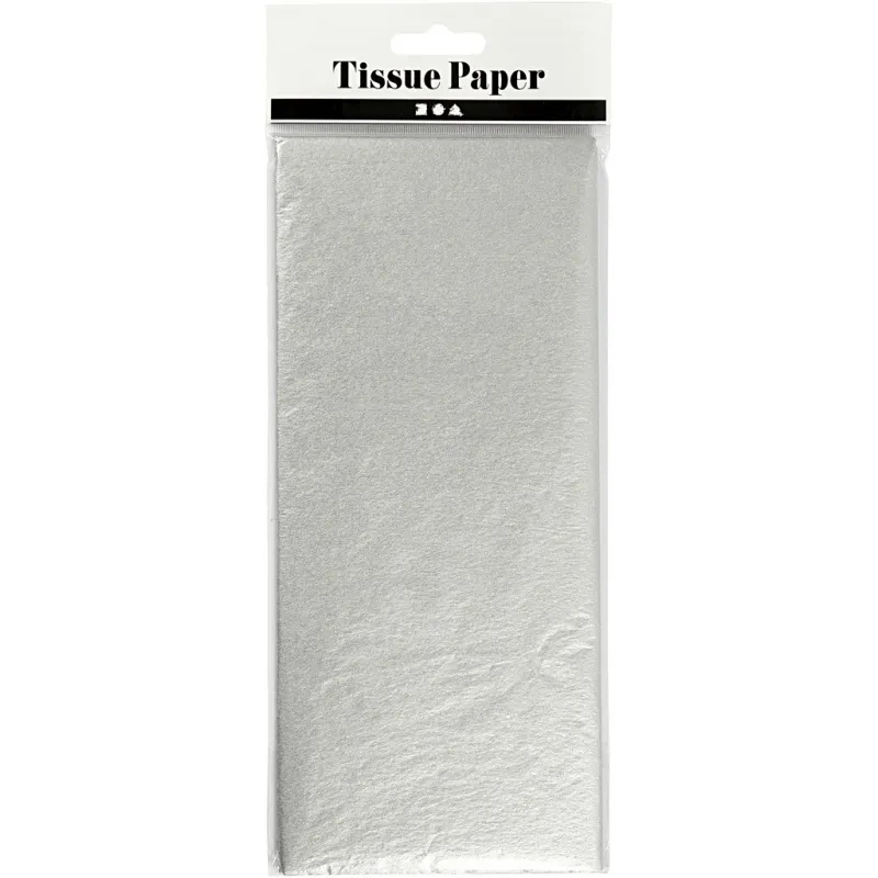 Seidenpapier, Blatt 50x70 cm, 17 g, Silber, 6 Bl./ 1 Pck