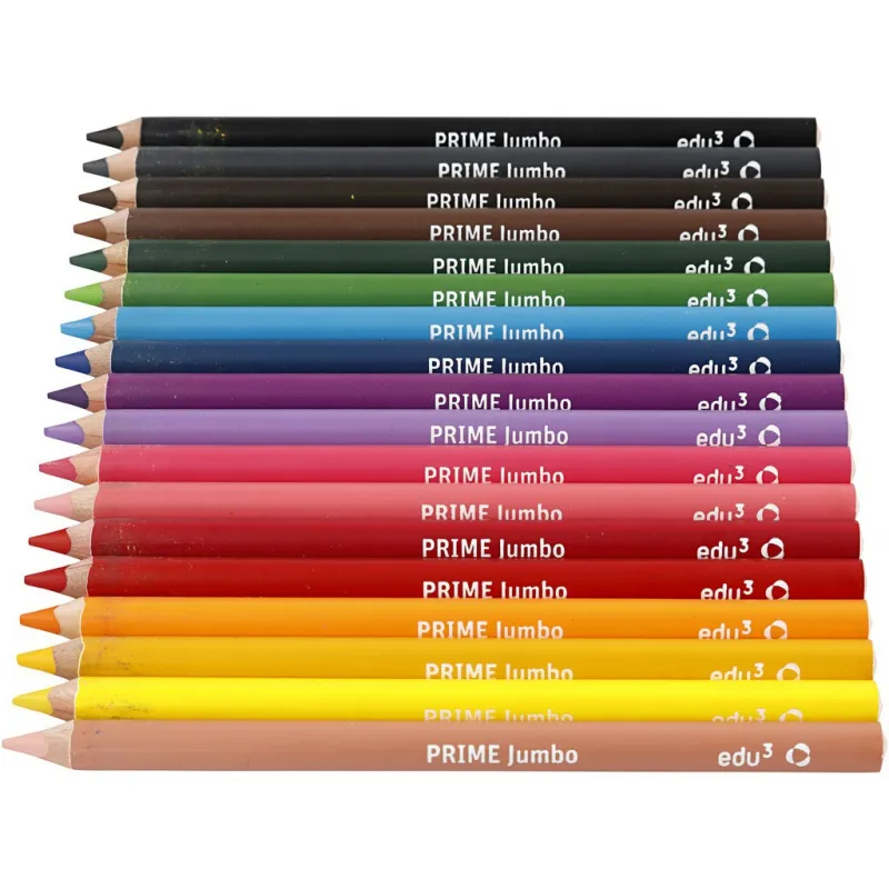 edu3 Jumbo-Buntstifte, Dicke 10 mm, Mine 6,25 mm, Sortierte Farben, 18 Stk/ 1 Pck
