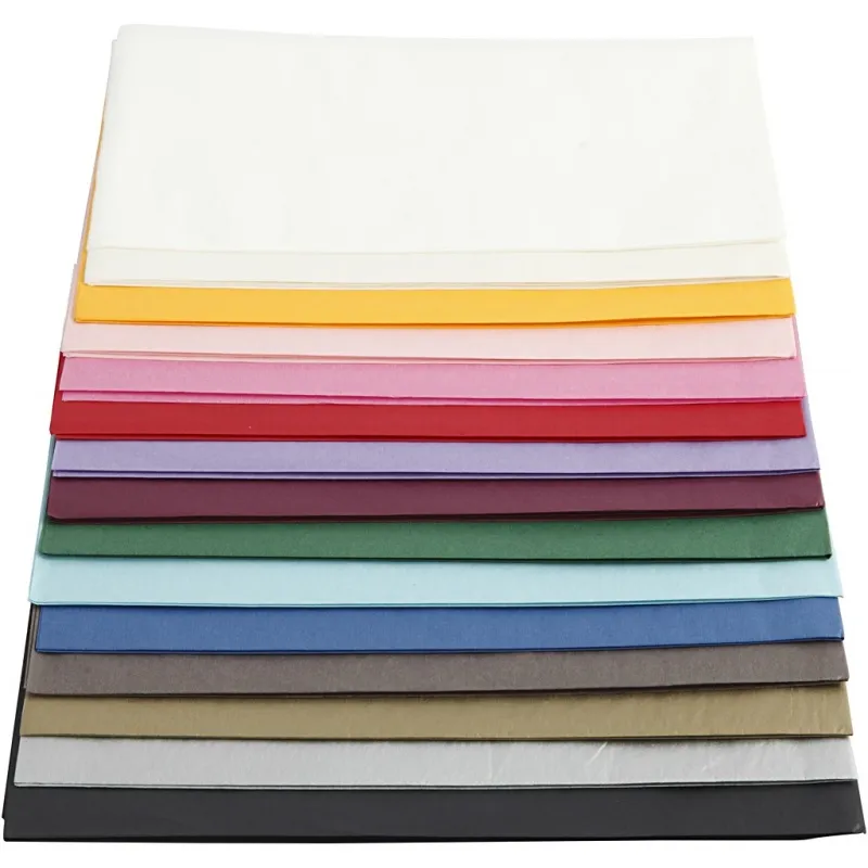 Seidenpapier, Blatt 50x70 cm, 17 g, Sortierte Farben, 15x2 Bl., 30 Bl./ 1 Pck