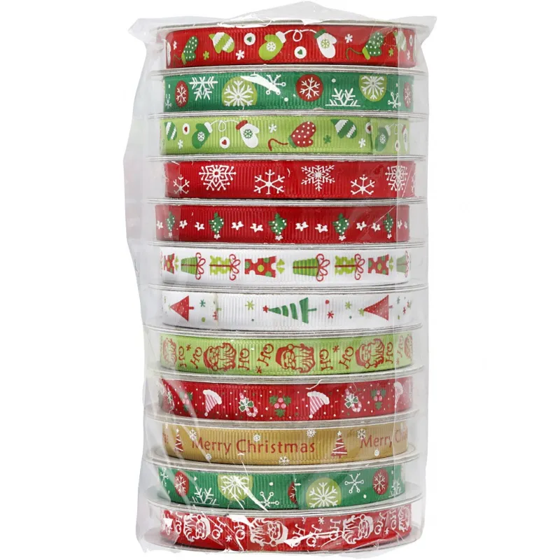Weihnachtliches Schmuckband, B 10 mm, 36 m, 12x3 m/ 1 Pck