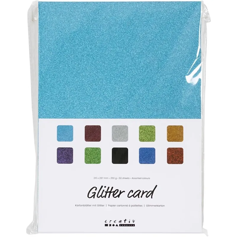 Kartonblätter mit Glitter, A4, 250 g, 50 Bl./ 1 Pck