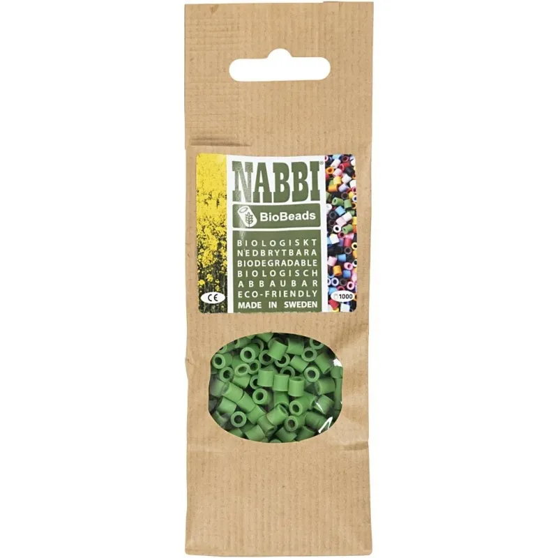 NABBI BioBeads, Größe 5x5 mm, Lochgröße 2.5 mm, medium, Grün, 1000 Stk/ 1 Pck