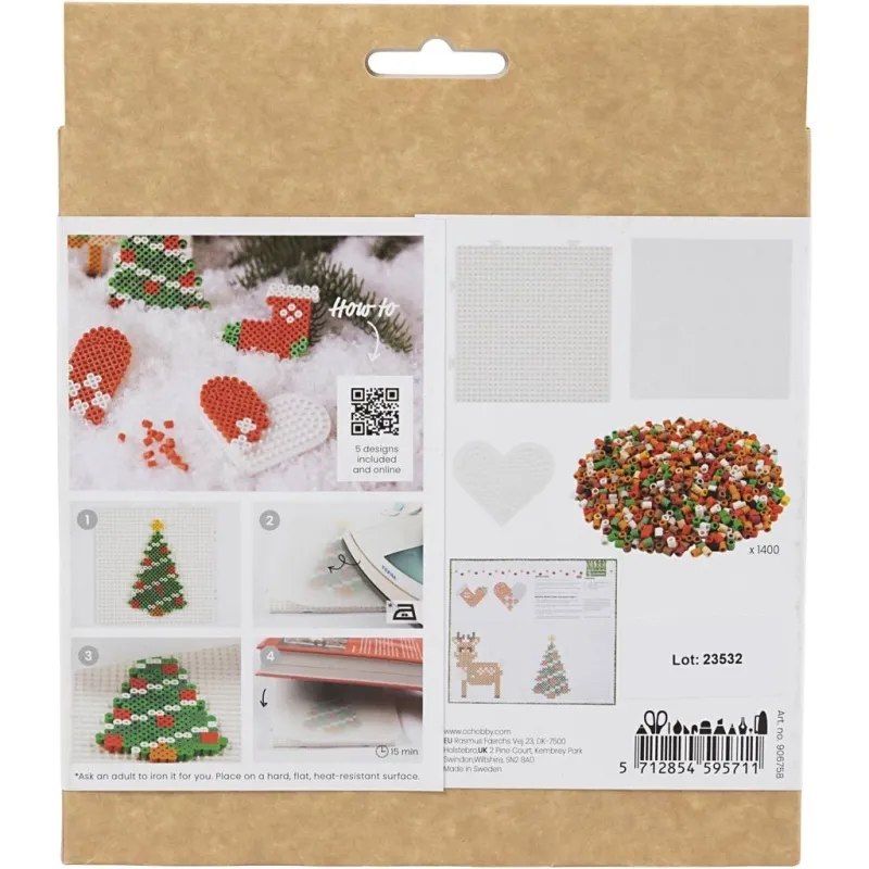 Kreativ Set NABBI BioBeads, Weihnachtsmann, Weihnachtsbaum, Strumpf, Herz und Rentier, 1 Pck