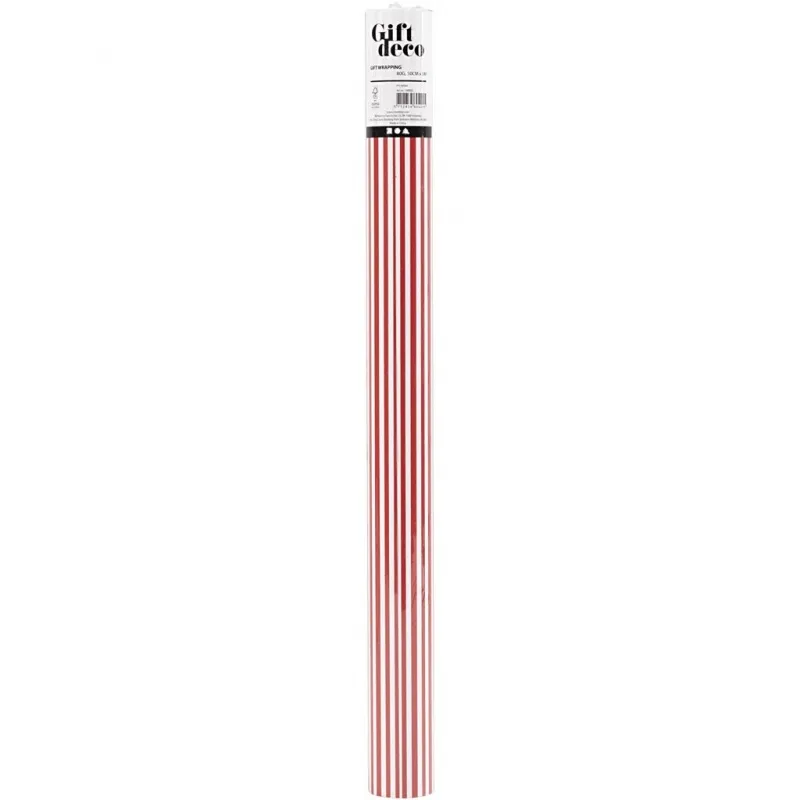 Geschenkpapier, Streifen, B 50 cm, 80 g, Rot/Weiß, 5 m/ 1 Rolle
