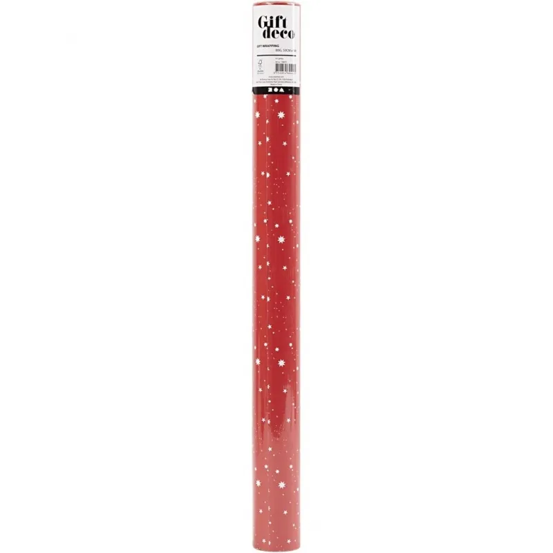 Geschenkpapier, Sterne und Monde, B 50 cm, 80 g, Dunkelrot, 5 m/ 1 Rolle