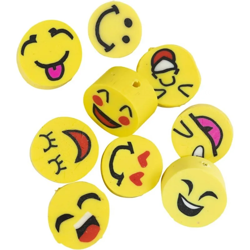 Motivperlen, Emoji, D 10 mm, Lochgröße 1,5 mm, 200 Stk/ 1 Pck