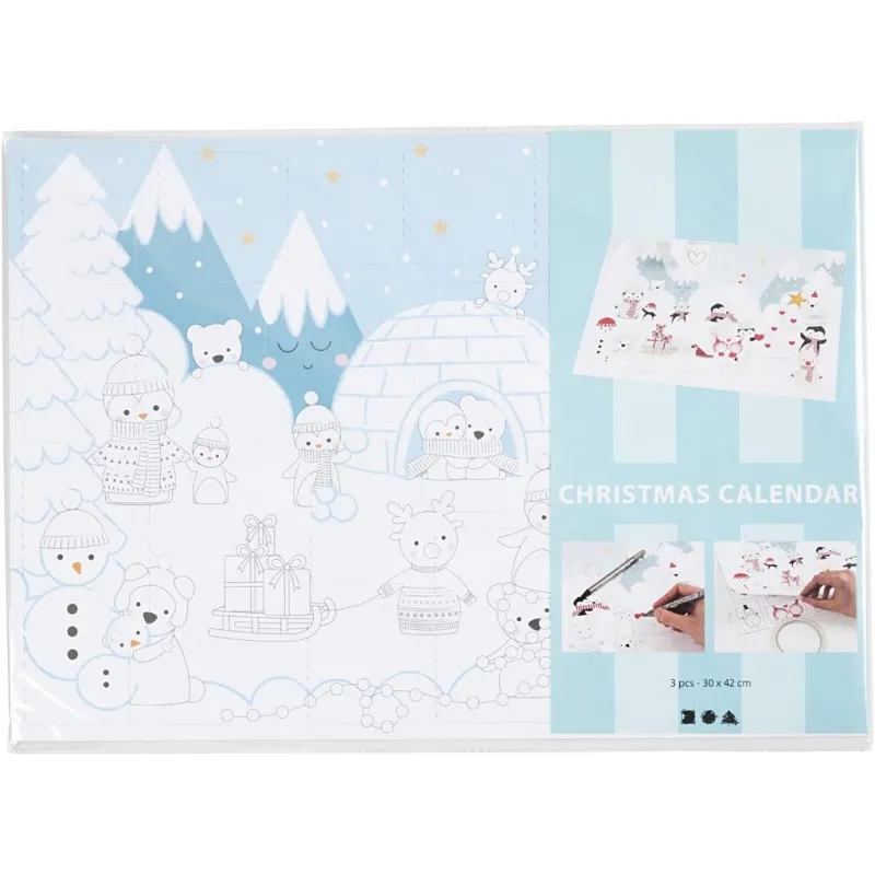 Adventkalender, Größe 30x42 cm, 30 Stk/ 1 Pck