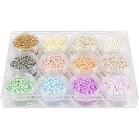 Rocailles-Perlen, D 3 mm, Größe 8/0, Lochgröße 0,6-1,0 mm, Pastellfarben, 12x17 g/ 1 Pck