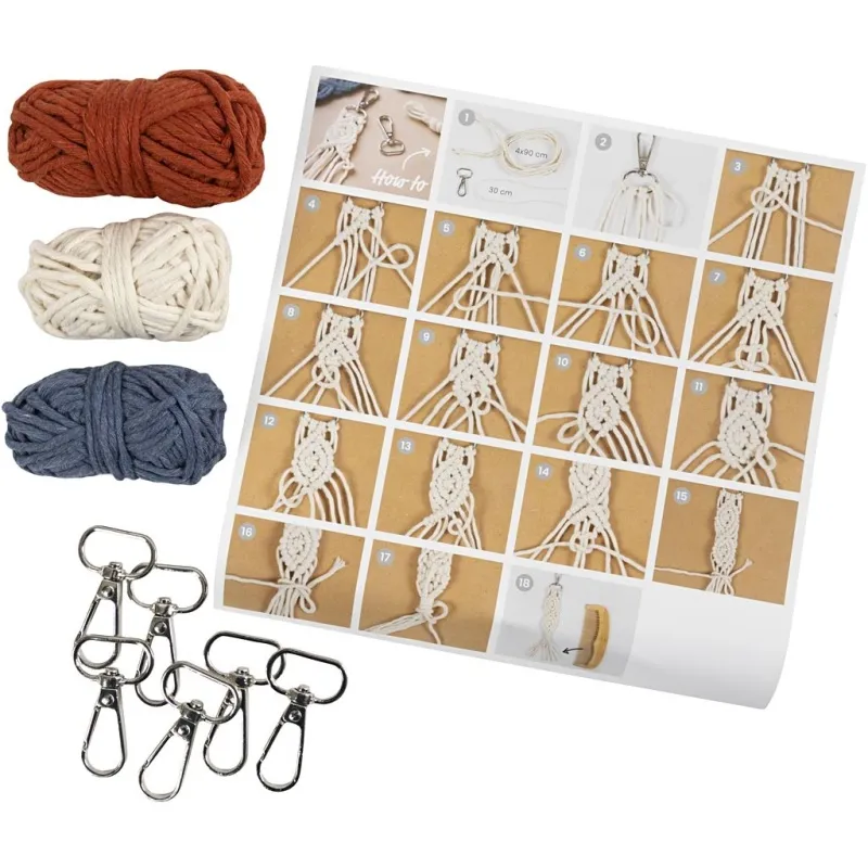 Mini Kreativ Set Makramée, Schlüsselringe, 1 Pck