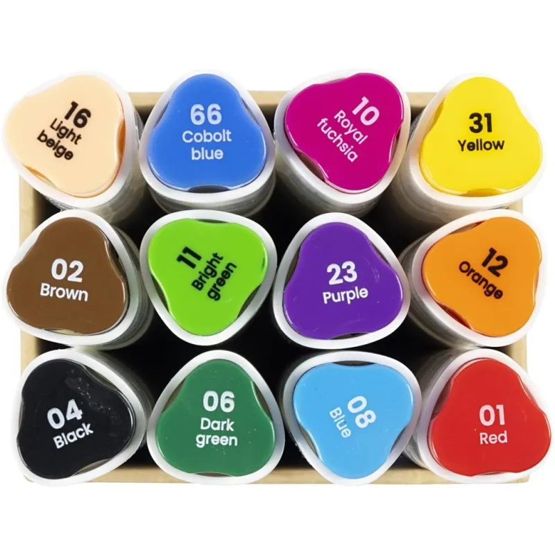 Twin Marker Filzstifte, Strichstärke 1+8 mm, Standard-Farben, 12 Stk/ 1 Pck