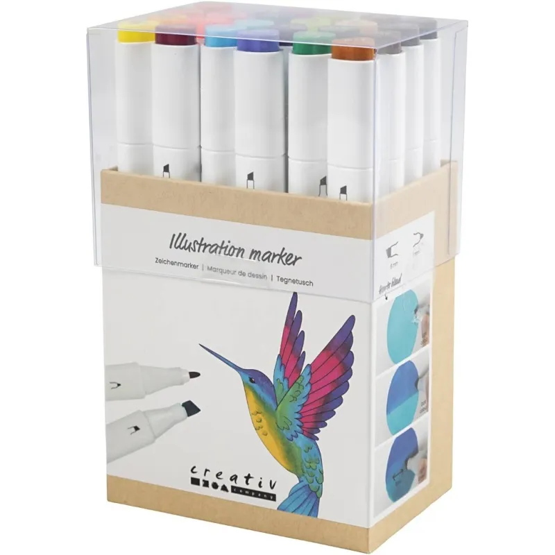 Twin Marker Filzstifte, Strichstärke 1+8 mm, Zusätzliche Farben, 24 Stk/ 1 Pck