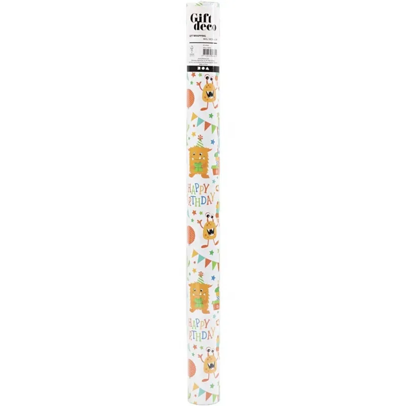 Geschenkpapier, Geburtstag, B 50 cm, 80 g, Fröhliche Farben, 5 m/ 1 Rolle