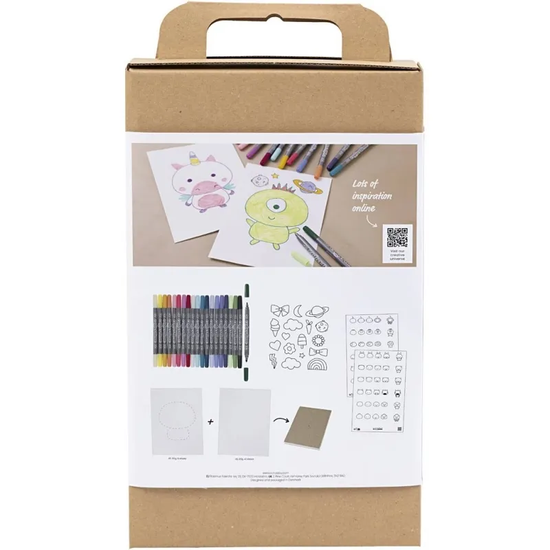 Kreativ Set Zeichnen, Gemischte Holzfiguren, Pastellfarben, 1 Pck