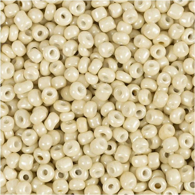 Rocailles-Perlen, D 3 mm, Größe 8/0, Lochgröße 0,6-1,0 mm, Creme, 25 g/ 1 Pck