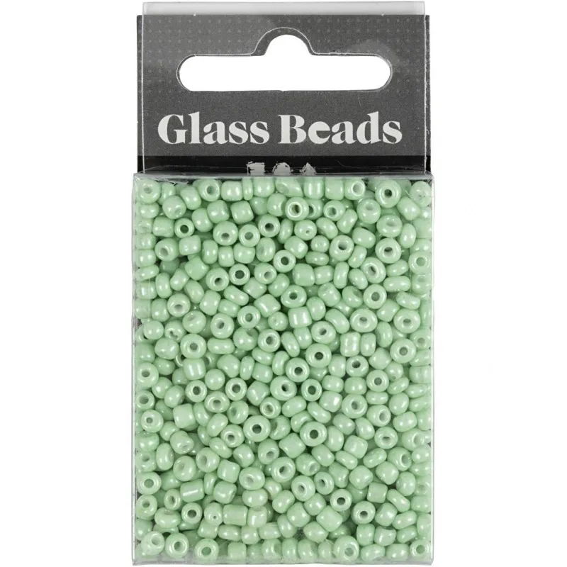 Rocailles-Perlen, D 3 mm, Größe 8/0, Lochgröße 0,6-1,0 mm, Hellgrün, 25 g/ 1 Pck