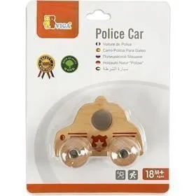 VIGA Kleines Polizeiauto aus Holz, Polizeiauto, Größe 9x7,5 cm, 1 Stk