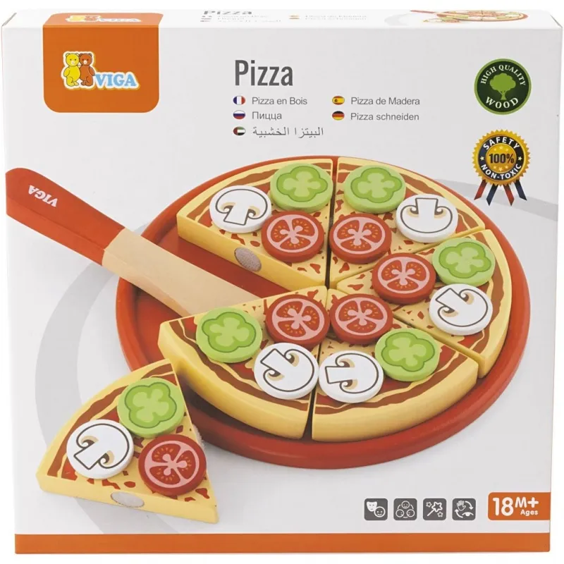 VIGA Spielholzpizza, Größe 23x3,5 cm, 1 Stk