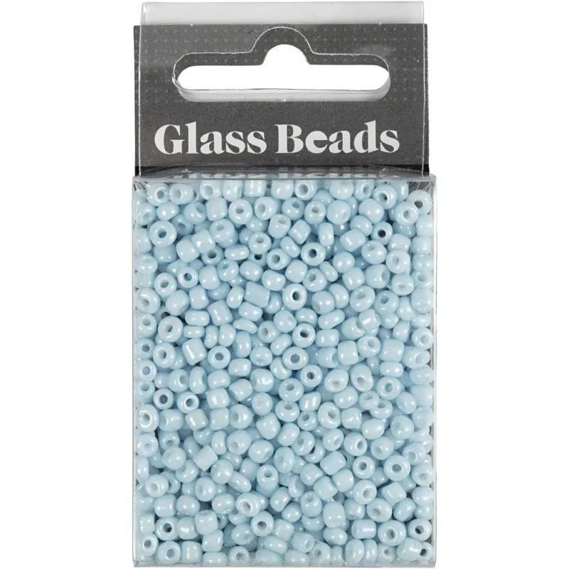 Rocailles-Perlen, D 3 mm, Größe 8/0, Lochgröße 0,6-1,0 mm, Hellblau, 25 g/ 1 Pck