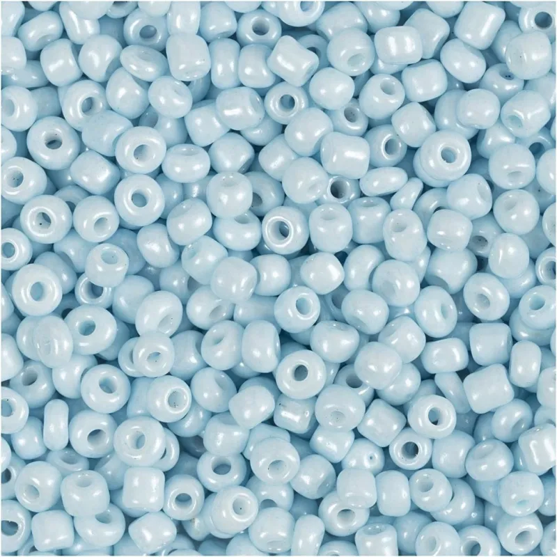 Rocailles-Perlen, D 3 mm, Größe 8/0, Lochgröße 0,6-1,0 mm, Hellblau, 25 g/ 1 Pck