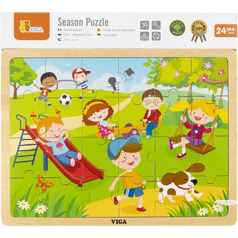 VIGA Holzpuzzle Jahreszeiten, Frühjahr, Größe 30x22,5 cm, 24 Stücke, 1 Stk