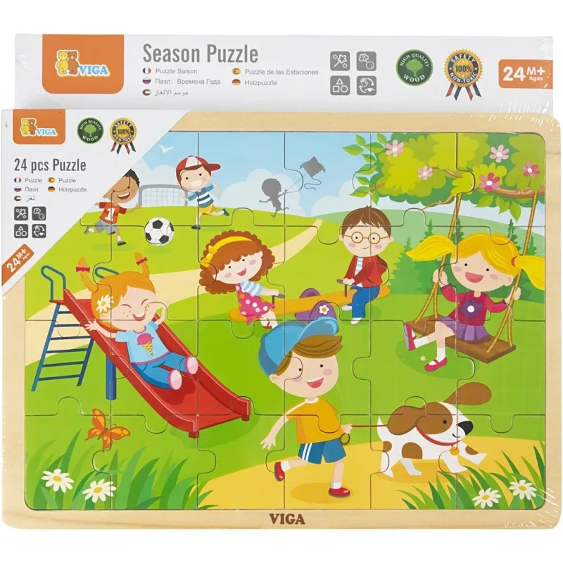 VIGA Laubsäge-Puzzle aus Holz, Saisonales, Größe 22,5x30 cm, 4x24 Stücke, 4 Stk/ 1 Pck