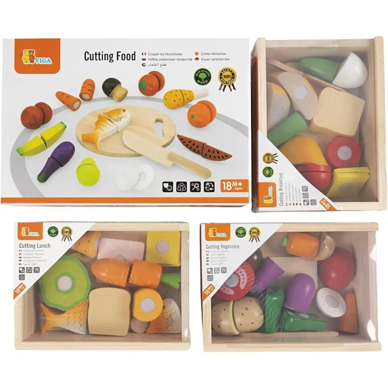 VIGA zerlegbares Lebensmittel-Spielset aus Holz, 45 Teile/ 1 Set