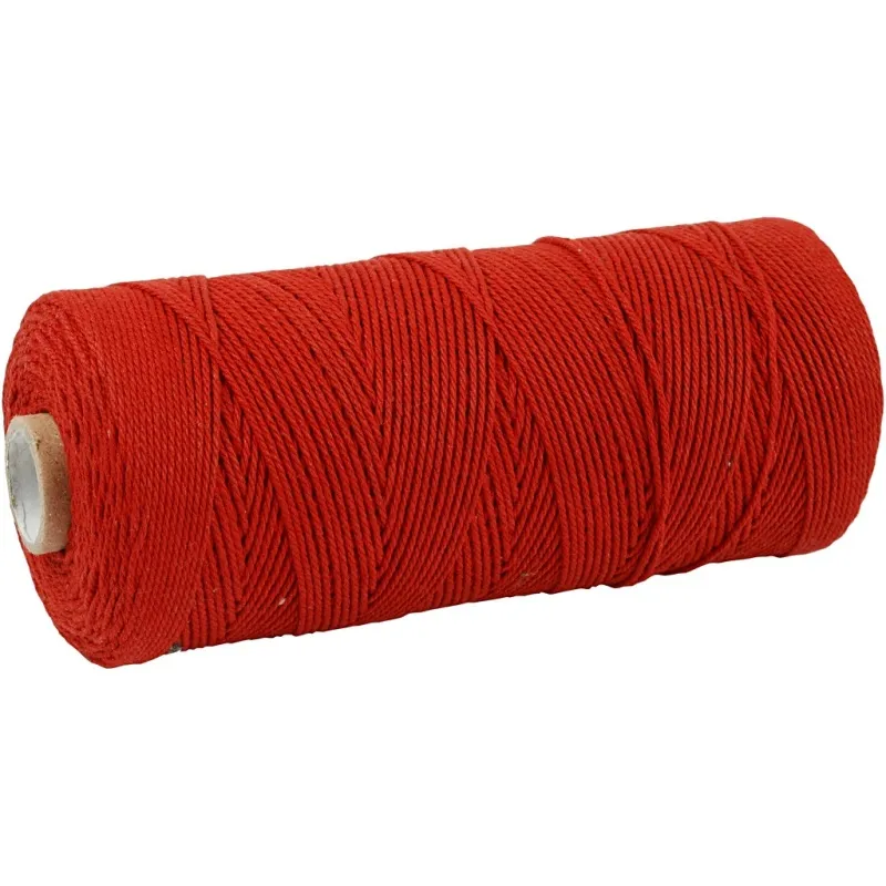 Macramé-Kordel, L 315 m, Dicke 1 mm, Dünne Qualität 12/12, Rot, 220 g/ 1 Knäuel