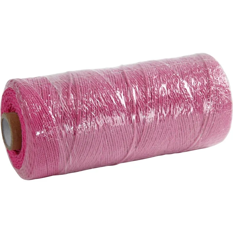 Macramé-Kordel, L 315 m, Dicke 1 mm, Dünne Qualität 12/12, Pink, 220 g/ 1 Knäuel