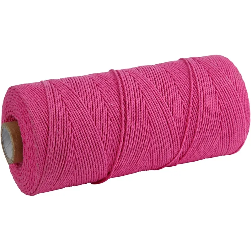 Macramé-Kordel, L 315 m, Dicke 1 mm, Dünne Qualität 12/12, Pink, 220 g/ 1 Knäuel