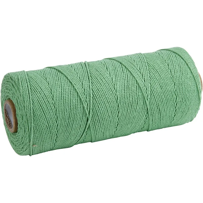 Macramé-Kordel, L 315 m, Dicke 1 mm, Dünne Qualität 12/12, Hellgrün, 220 g/ 1 Knäuel