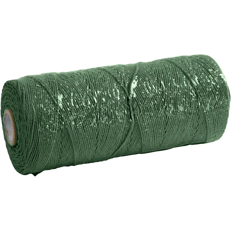 Macramé-Kordel, L 315 m, Dicke 1 mm, Dünne Qualität 12/12, Grün, 220 g/ 1 Knäuel