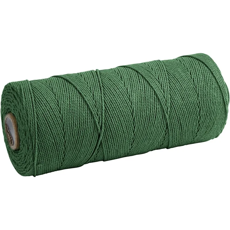 Macramé-Kordel, L 315 m, Dicke 1 mm, Dünne Qualität 12/12, Grün, 220 g/ 1 Knäuel