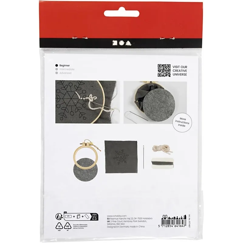 Mini Kreativ Set Sticken, Schneeflocke, Grau, 1 Pck