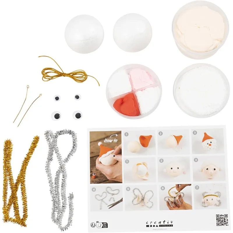 Mini Kreativ Set Weihnachtskugeln, Weihnachtsmann und Engel, 1 Pck