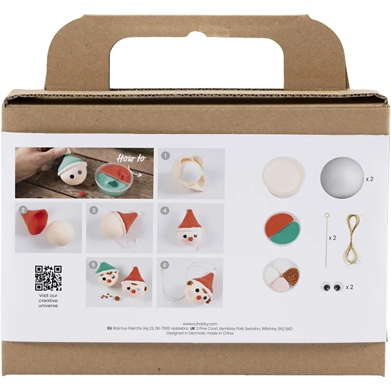 Mini Kreativ Set Weihnachtskugeln, Rote und grüne Wichtel, 1 Pck