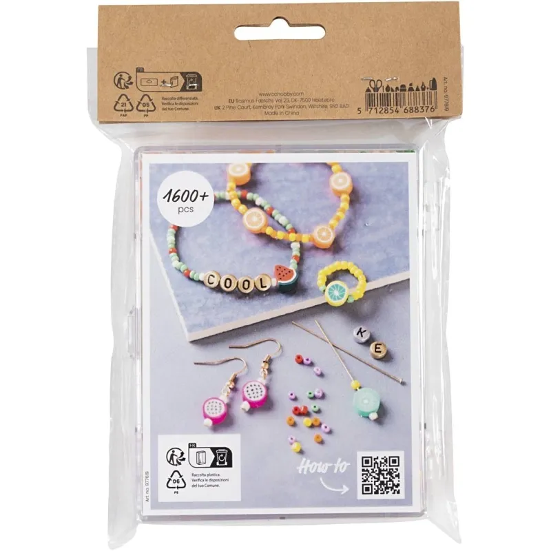 Kreativ Mix Schmuck, Regenbogenmix, ca. 1800+ Stk, Regenbogenfarben, 1 Pck