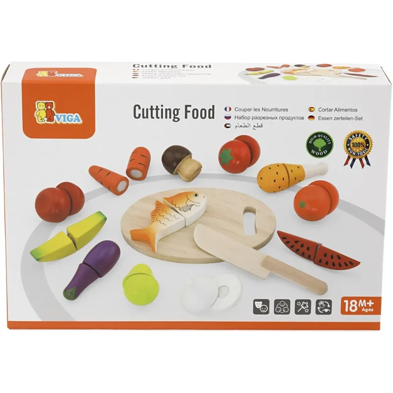 VIGA Spielset Lebensmittel zum Schneiden, 26 Teile/ 1 Set