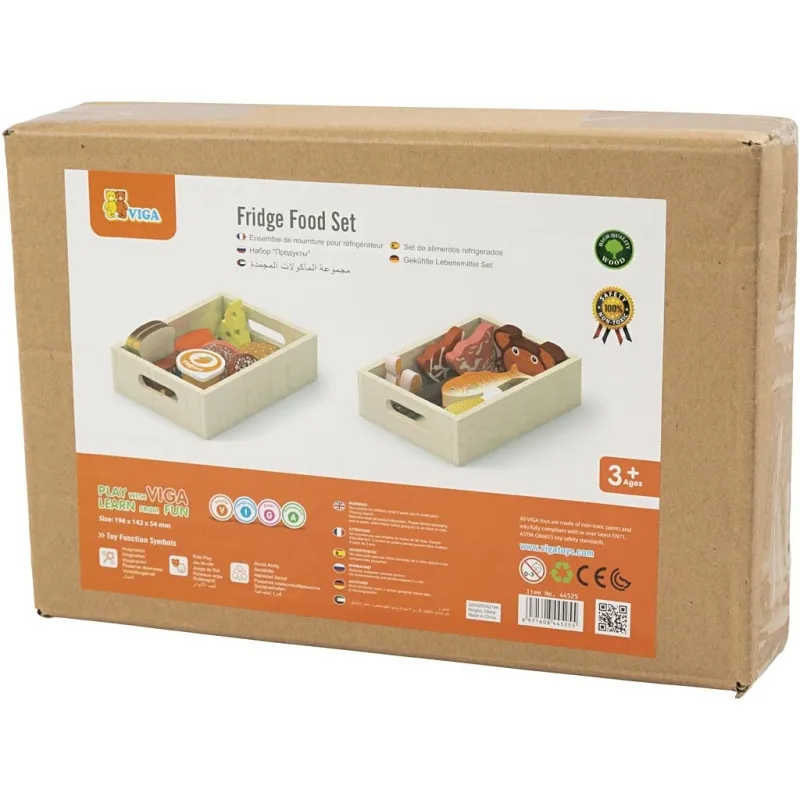 VIGA Spielzeug-Lebensmittel aus Holz, L 30 cm, B 22 cm, 17 Teile/ 1 Pck