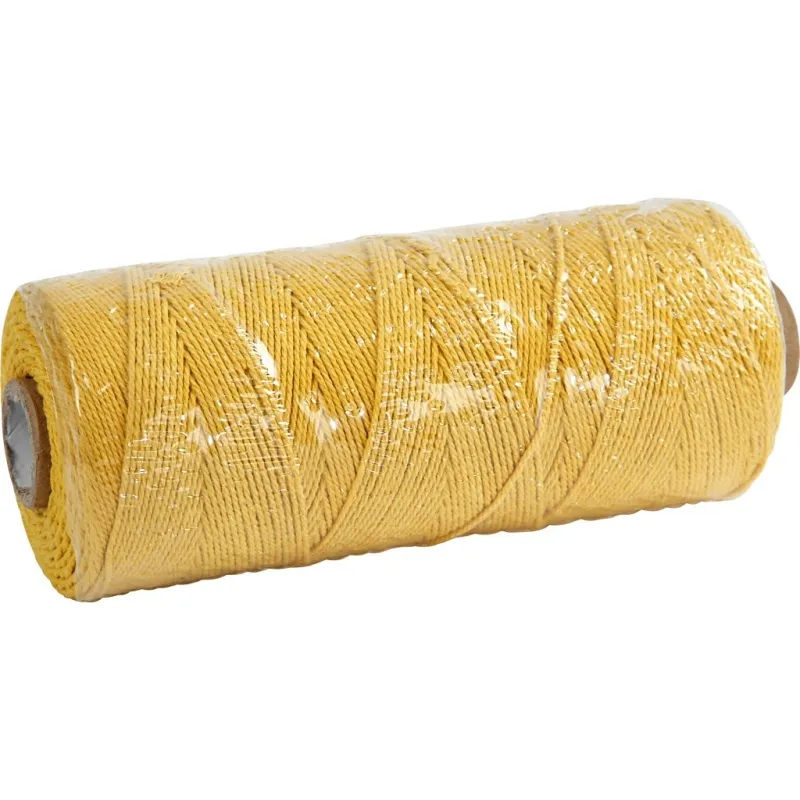 Macramé-Kordel, L 315 m, Dicke 1 mm, Dünne Qualität 12/12, Gelb, 220 g/ 1 Knäuel