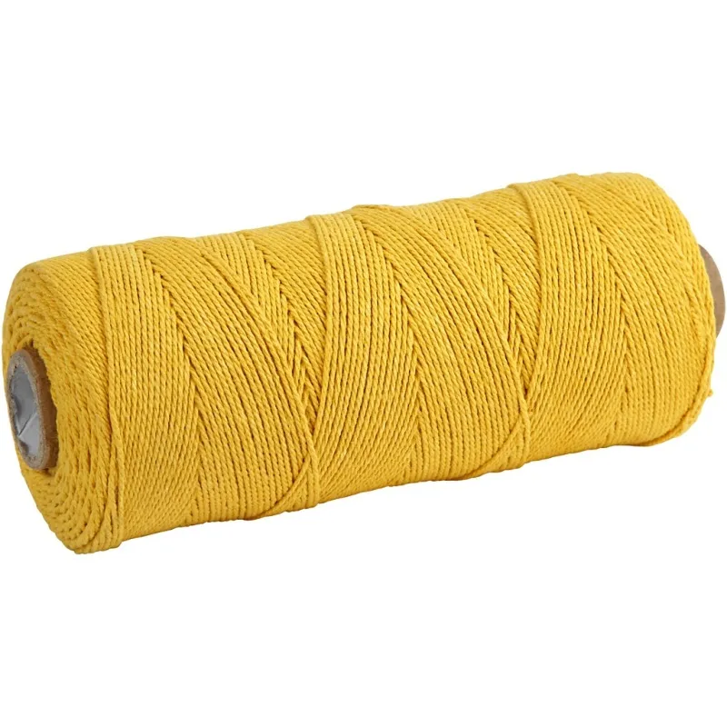 Macramé-Kordel, L 315 m, Dicke 1 mm, Dünne Qualität 12/12, Gelb, 220 g/ 1 Knäuel